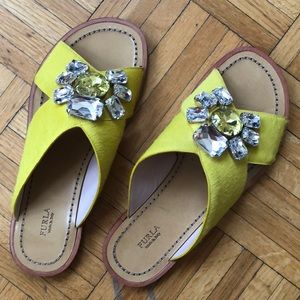 FURLA pony hair slip ons